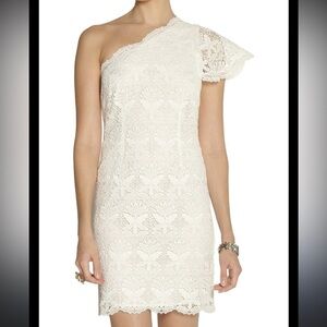$2320 Emilio Pucci One Shoulder Macrame Lace Mini Dress Size 6